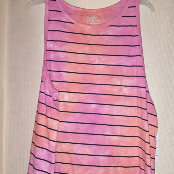 Time and Tru Tops - Time And Tru womens pink striped tank top size L (12-14) Tie Dye Pink W-333